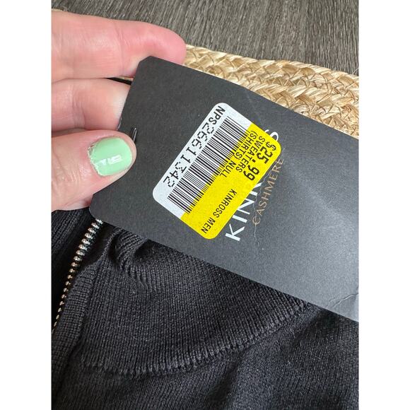 KINROSS Men's QTR Zip Mock with Milano Trim Size M In Black/Graphite - Picture 7 of 8